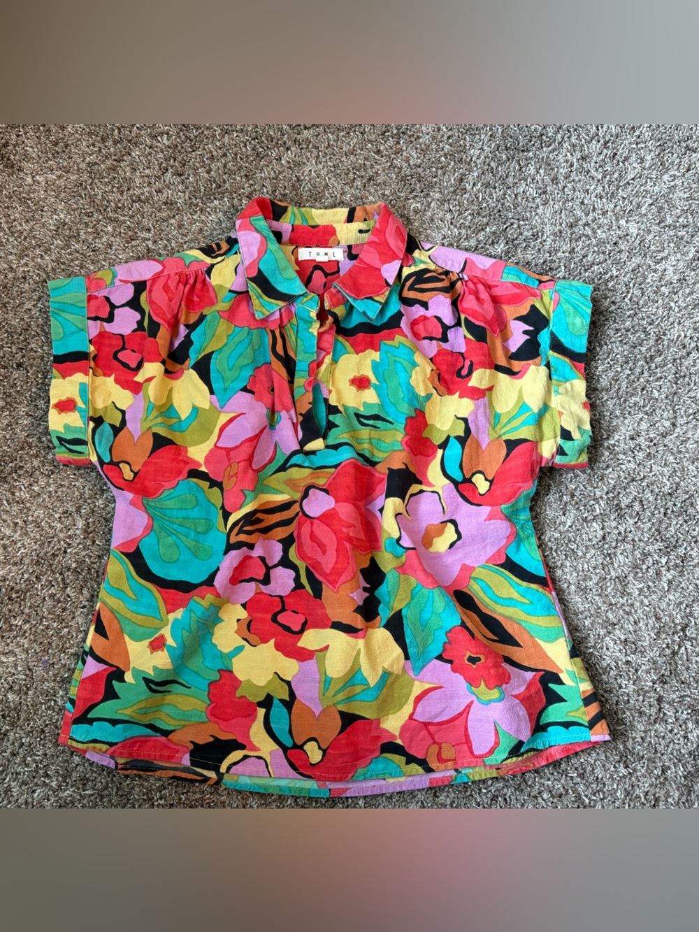 THML 100% cotton vibrant floral tunic blouse top